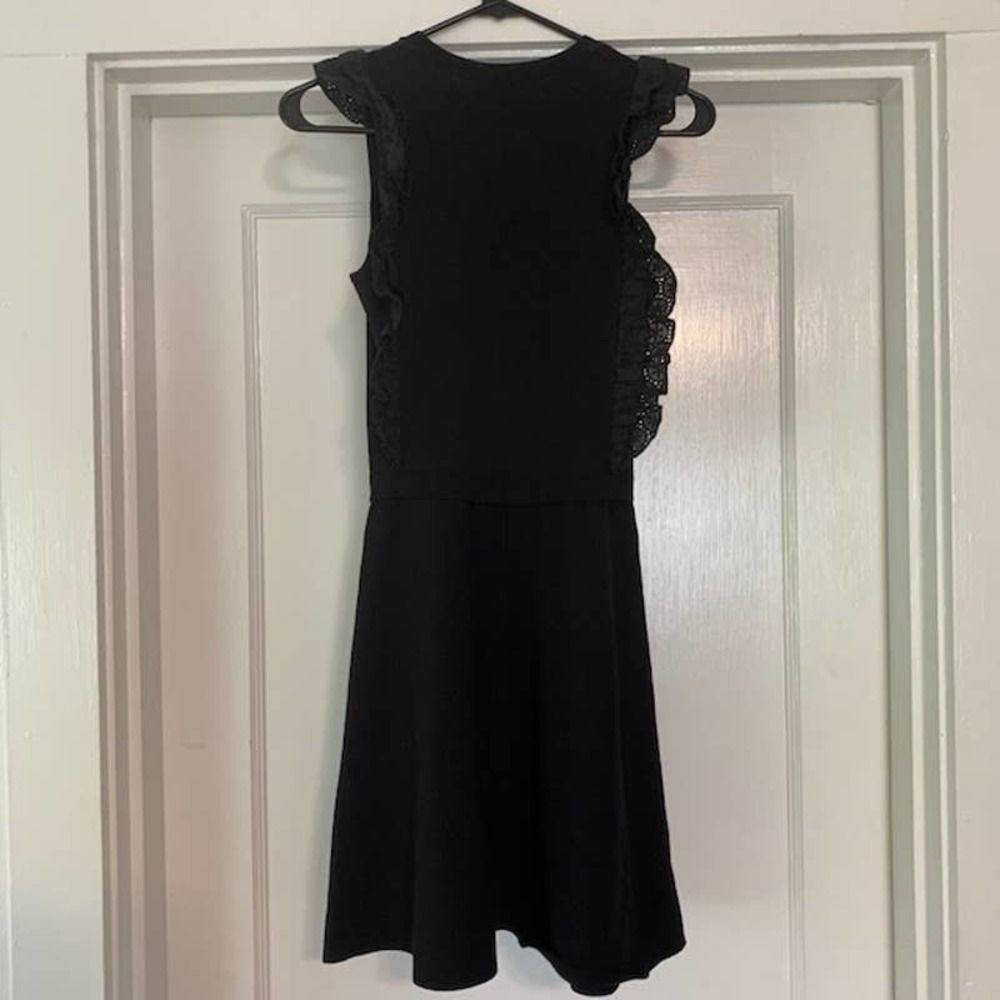 Red Valentino Black Short Sleeve Dress Size Small Ruffle Detail - Picture 6 of 8